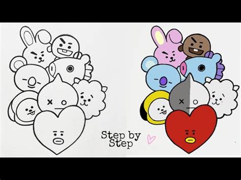 How to draw BT21 Mang step by step easy tutorial YouTube
