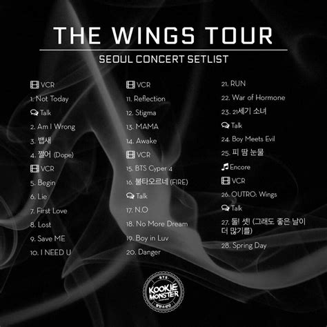 Bts Wings Concert Setlist