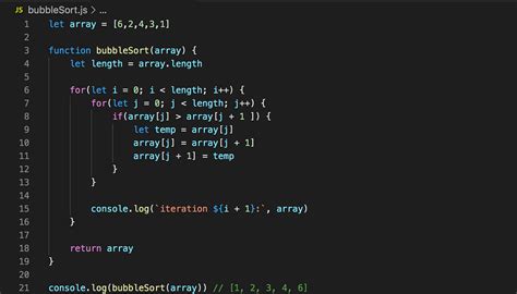 bubble sort algorithm in javascript