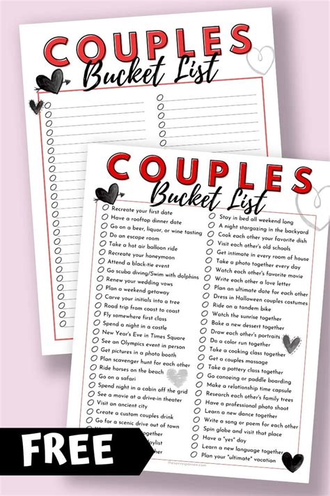 Bucket List Example For Couples