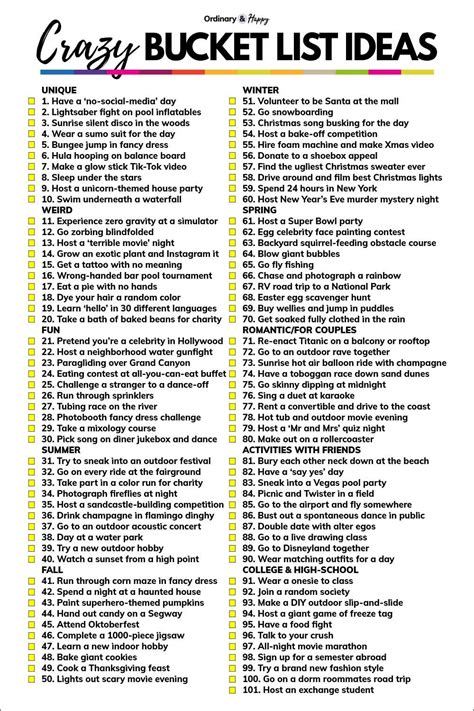 Bucket List Examples Crazy