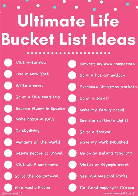 Bucket List Ideas Unique