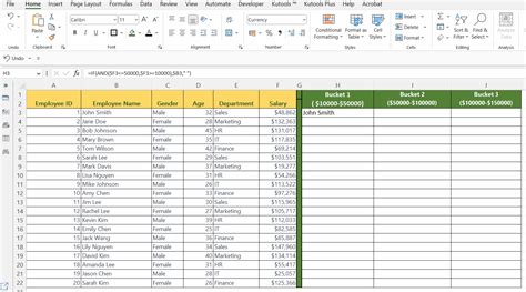 Buckets In Excel