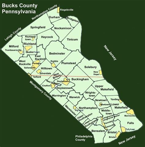 bucks county pa map with cities
