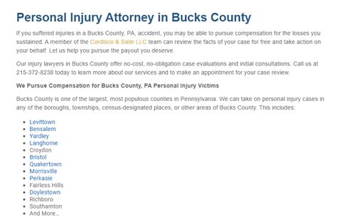 bucks county personal injury reviews