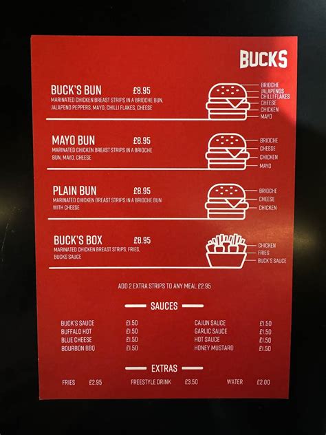bucks coventry menu