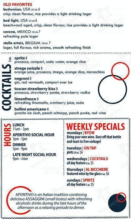 buco pizzeria menu