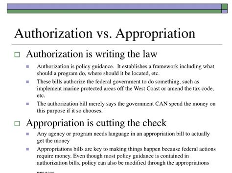 budget appropriation vs authorization