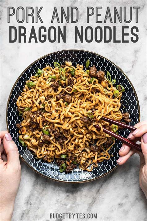 budget bytes pork and peanut dragon noodles