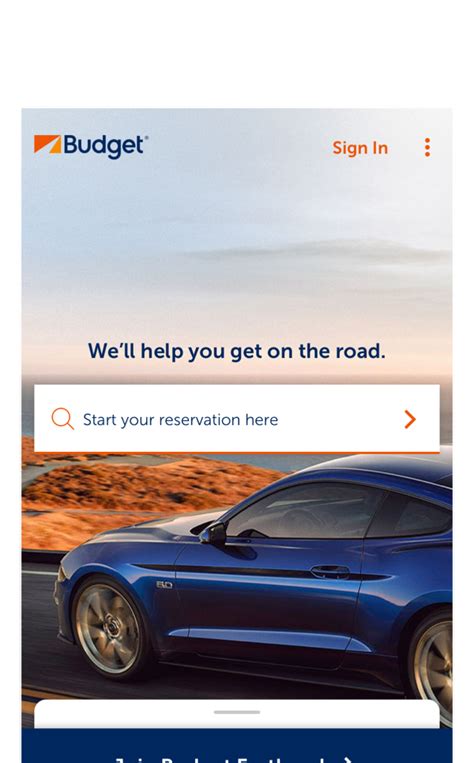 budget car rental login page