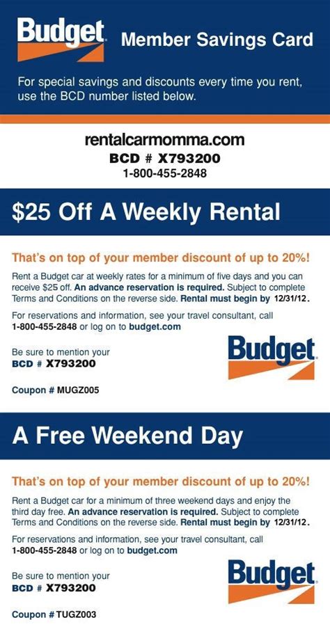 budget car rental monthly coupon