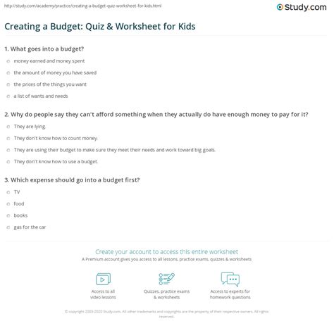 budget exam questions and answers