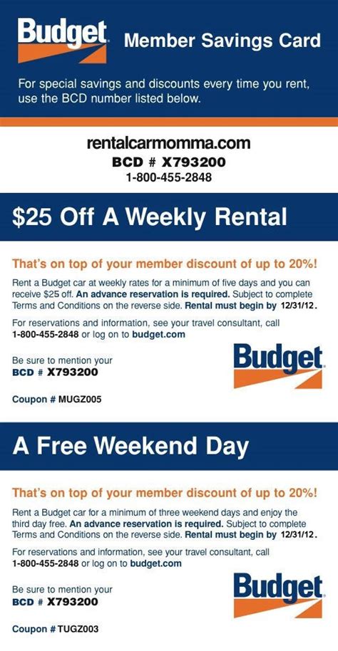 budget rental car coupon