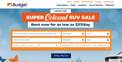 budget rental car locations california