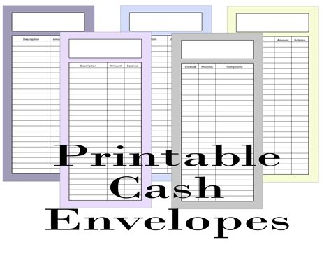 budget sheets for cash envelopes