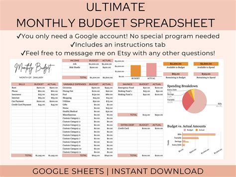 budgeting in google sheets