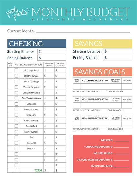 budgeting worksheet printable printable template