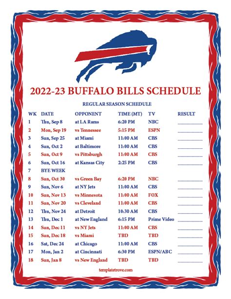 buffalo bills football 2022 schedule