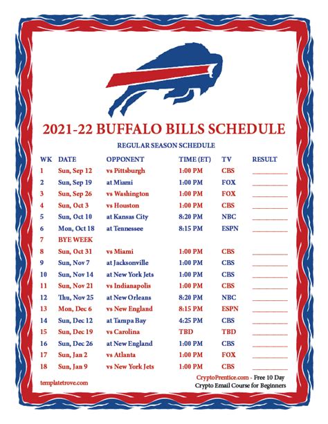 buffalo bills football tv schedule 2022