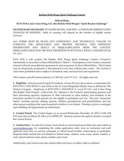 Buffalo Wild Wing Challenge Rules