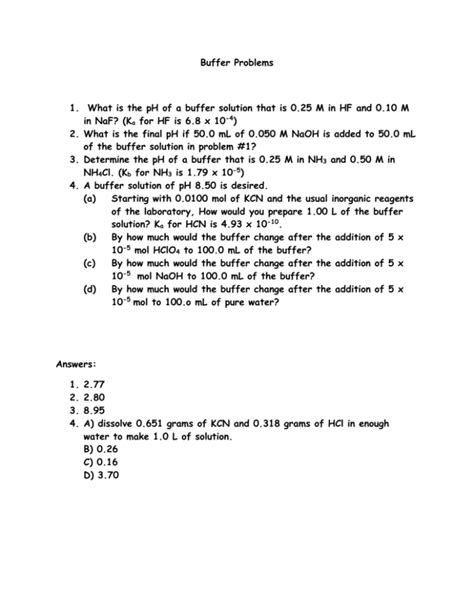 Buffer Solution Problems