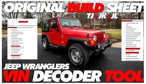 Build Sheet By Vin Jeep