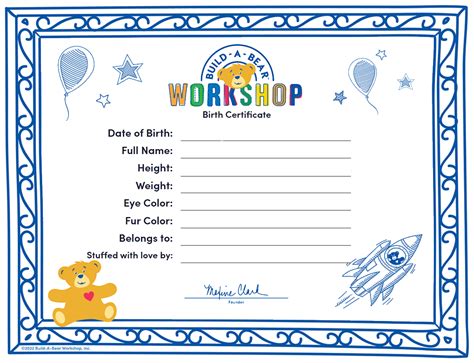 Build A Bear Certificate Printable
