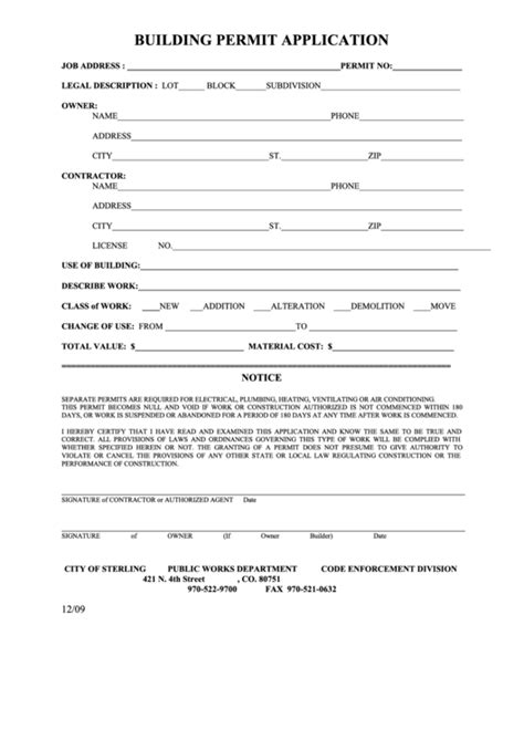Building Permit Application Template