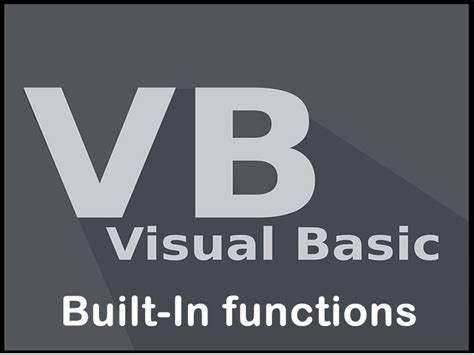 built in functions in visual basic