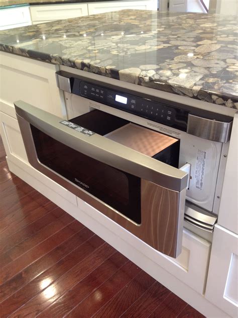 built in microwave drawer in island