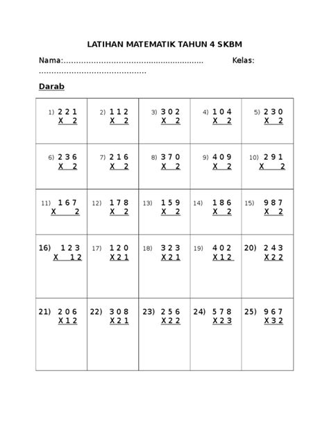buku latihan matematik tahun 4 pdf