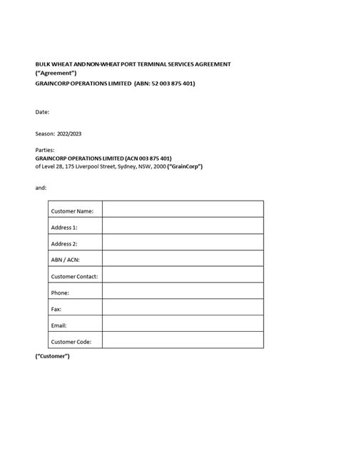 Bulk Services Agreement