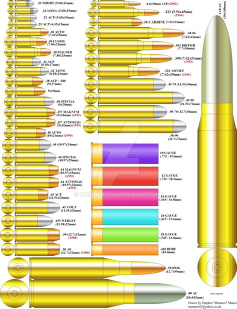 Bullet Caliber Chart Size