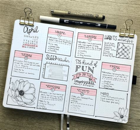Get inspired by colorful bullet journal spreads