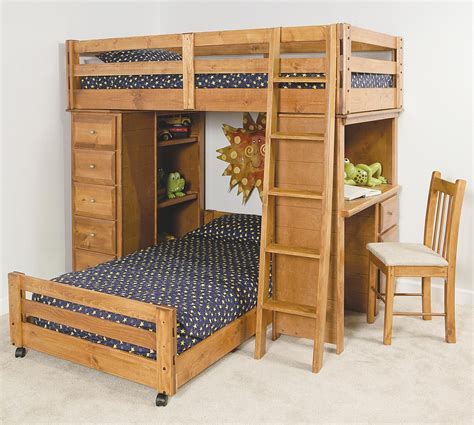 Bunk Beds With Desk Oak