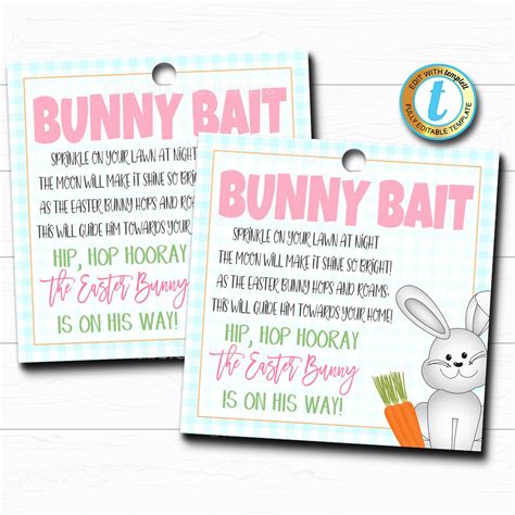 Free Printable Bunny Bait Tags ONE SIMPLE PARTY Easter printables