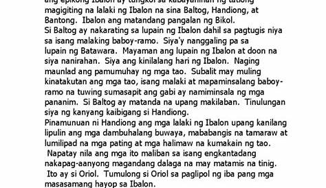 Buod Ng Ibalon Epiko Ng Bicol