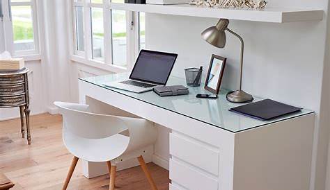 Bureau Avec Plateau De Verre D'ordinateur Blanc En Et