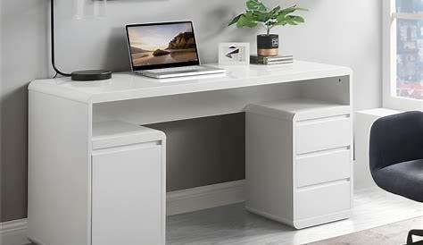 Bureau design avec 3 tiroirs blanc laqué en bois mdf 130