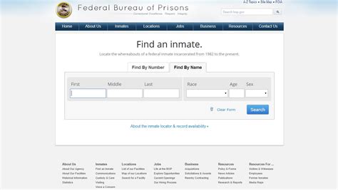 bureau of federal prisons inmate search