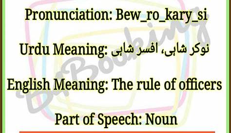 Bureaucracy Meaning In Urdu M/s 919452M.b.b.s