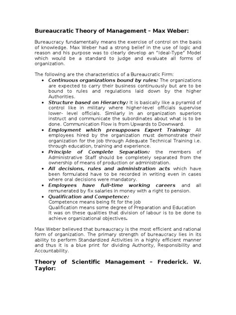 bureaucratic management theory pdf