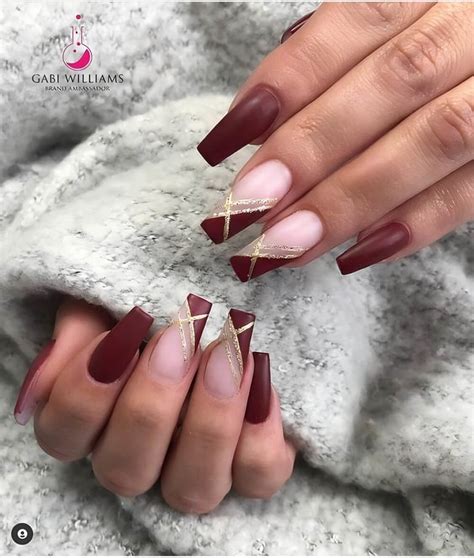 burgandy  white nail designs