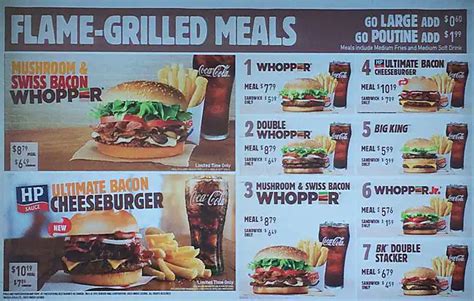 Burger King Canada Menu