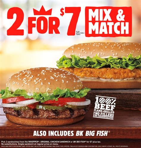 burger king deals today 2 for 5