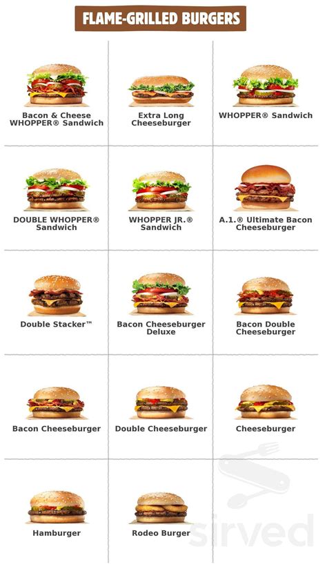 burger king hamburger menu