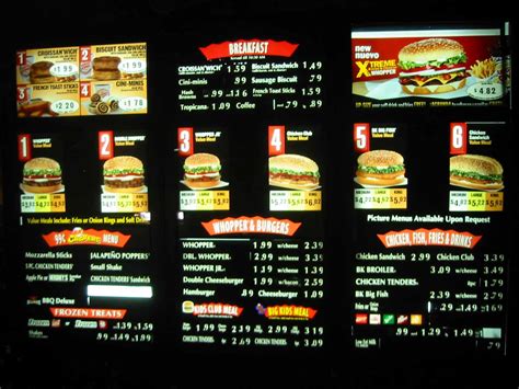 burger king menu 2000
