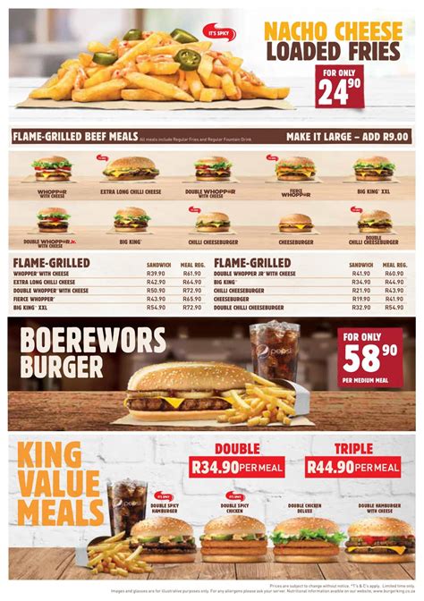 burger king menu and price list