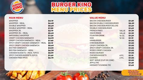 burger king menu with prices 2024