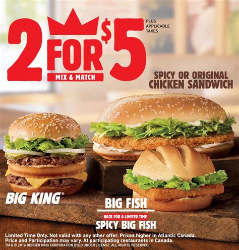 burger king specials this week 2 for 5